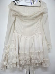 Adult Female Costumes to Hire - Pirate - White Chiffon dress with lace - SMALL